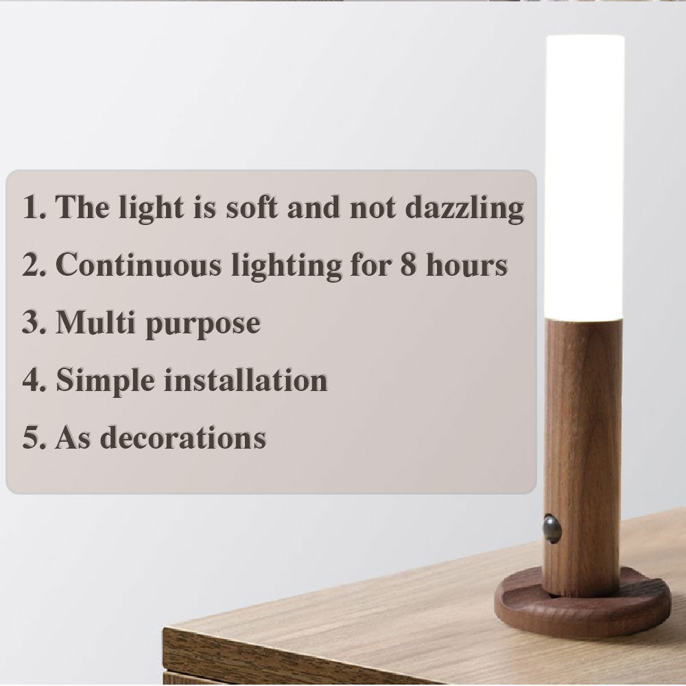 Night light mounted inside a kitchen cabinet