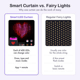 Smart LED Curtain Lights — 400 Color-Changing LEDs with App, Music Sync & DIY Patterns 9