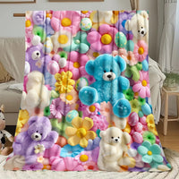 Cute Teddy Bear 3D-Look Throw Blanket — Soft & Colorful 1