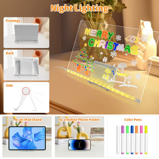 LED Acrylic Drawing Board - Glowing Doodle & Message Board for Kids