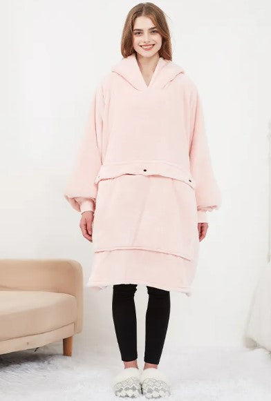 Cozy Heated Hoodie Blanket in Pink