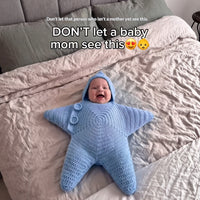 Crocheted Star-shaped Bodysuit Starfish Baby Sleeping Bag Newborn Baby Boy Girl Kids Cartoon Hooded Romper Jumpsuit Bodysuit Clothes Outfits Long Sleeve Playsuit Toddler One Piece Outfit 10