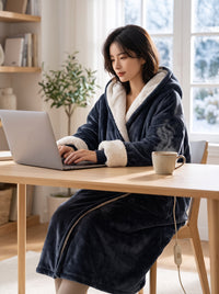 Hooded Wearable Heated Blanket — Plush Flannel Electric Heated Robe 3