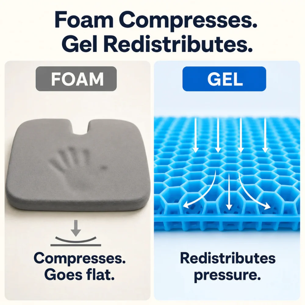 Honeycomb Gel Seat Cushion - Breathable Pressure-Relief Comfort Pad