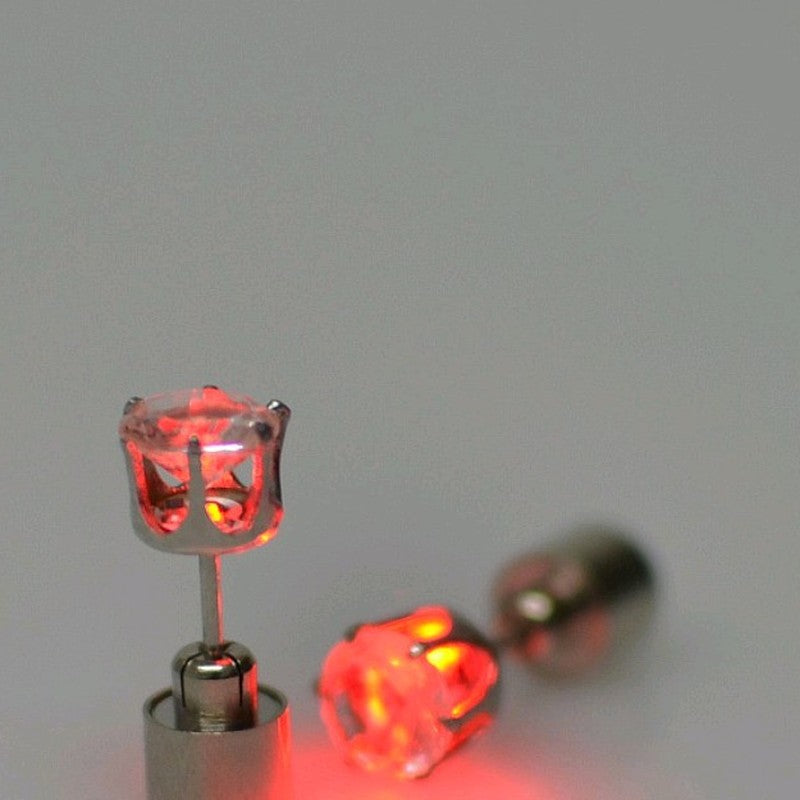 Pair of red light-up LED stud earrings
