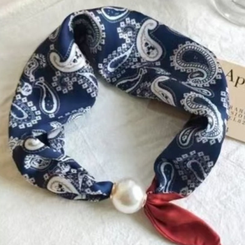 Navy paisley neckerchief with a red tip