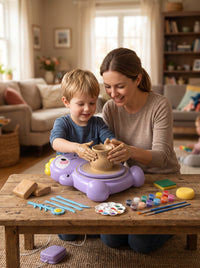 Kids Electric Pottery Wheel — Dinosaur Clay Machine Kit with Paints, Tools & Air-Dry Clay 6