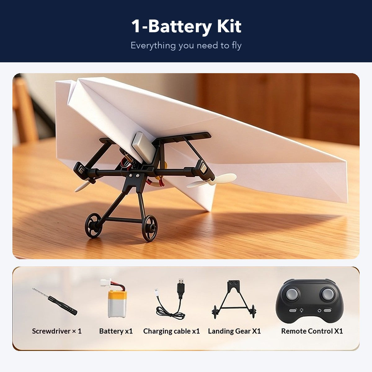 1-battery remote control paper airplane kit