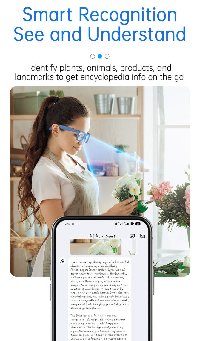 Smart AI Photo Glasses — 5MP Camera, AI Translation & Open-Ear Audio