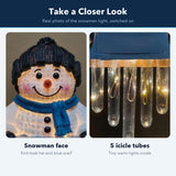 Light-Up Snowman Icicle Light — Battery Christmas Decoration That Sits on Railings, Shelves & Ledges 3