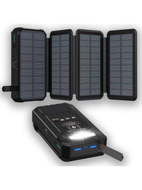 Solar Power Bank 20000mAh — 4-Panel Folding Charger with Flashlight & Built-In Cables 4