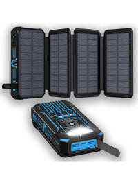 Solar Power Bank 20000mAh — 4-Panel Folding Charger with Flashlight & Built-In Cables 5