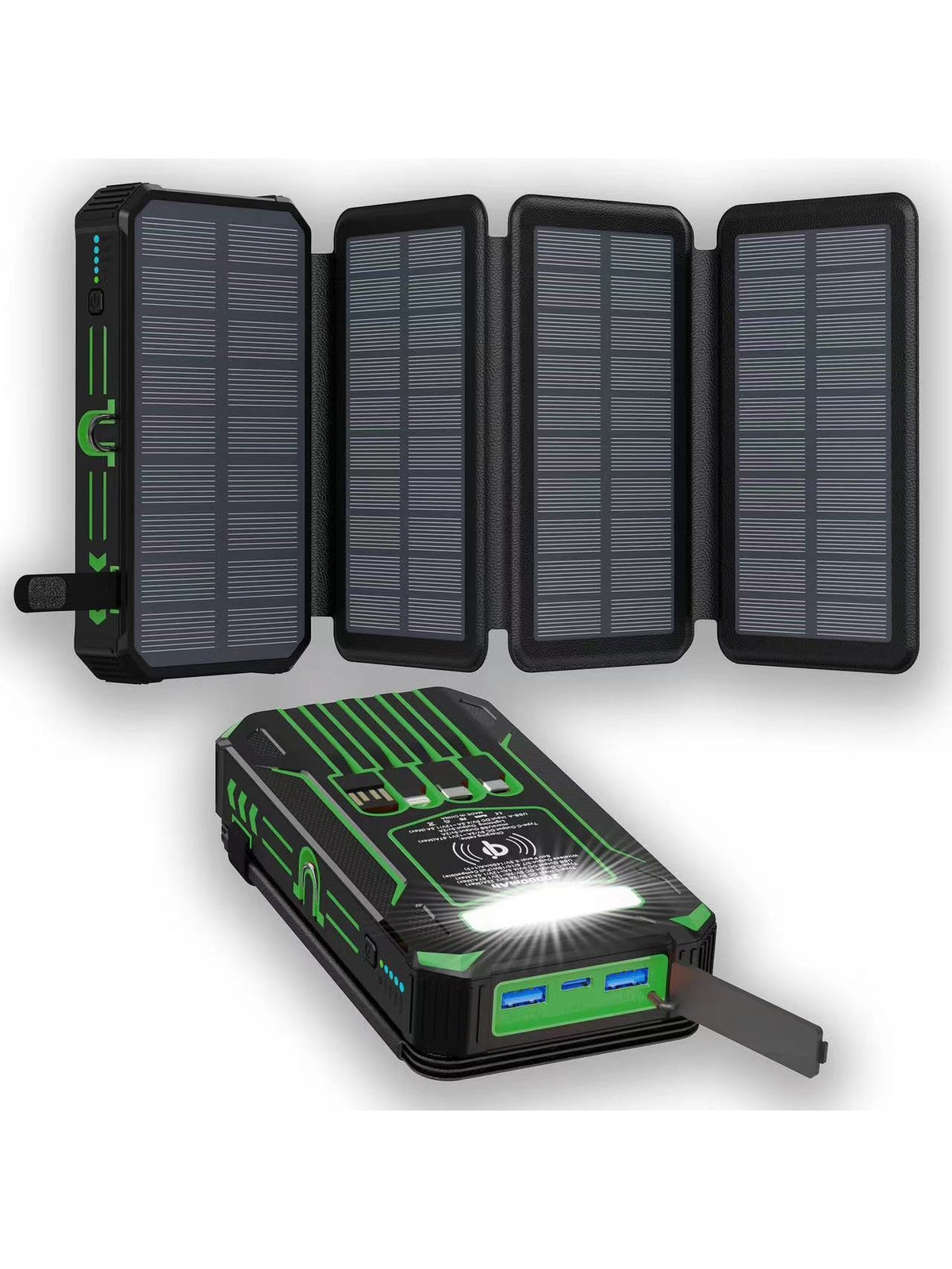 Mountain Green solar power bank, panels open and closed