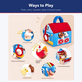 Plush Farm Barn Playset with Animal Sounds — Opens into a Play Mat, 6 Farm Animals 2
