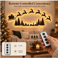 Glowing Christmas Wall Silhouettes — Backlit Wooden Decor Set with Remote 1