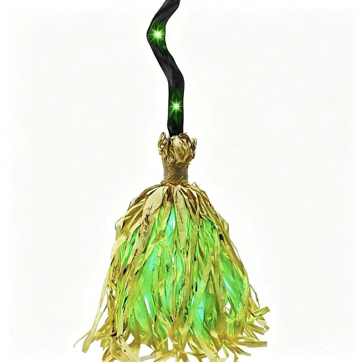 Witch broom with green glowing bristles