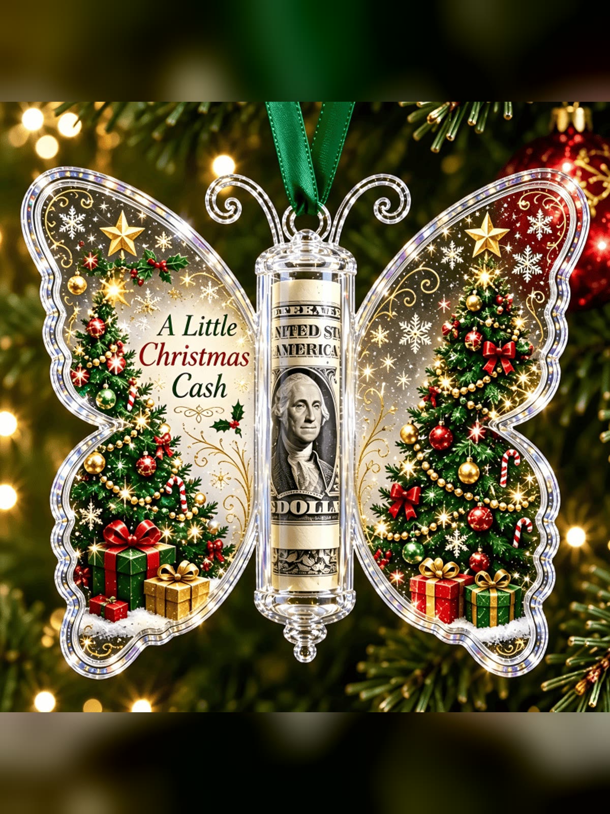 Christmas Tree design cash gift ornament